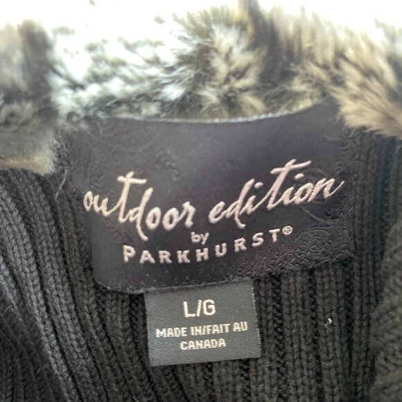 PARKHURST Outdoor Edition Leopard Cropped Vest Black Faux‎ Fur Animal Size Large - Picture 4 of 4